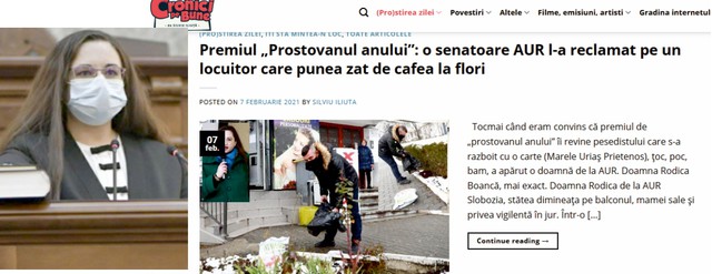 Senatoarea Rodica Boancă a primit premiul «Prostovanul anului»