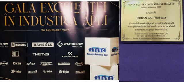 Urban SA Slobozia, premiată la «Gala Excelenței în Industria Apei»