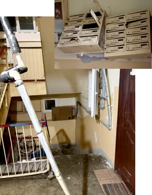 Bloc vandalizat de persoane posibil consumatoare de droguri