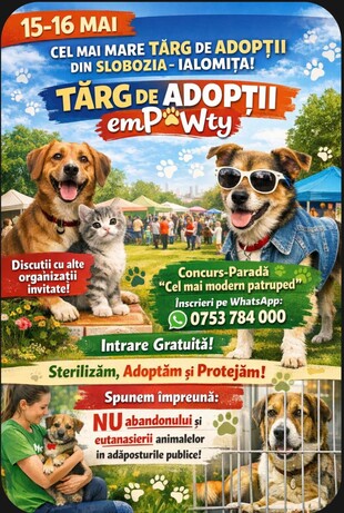 Slobozia organizează primul târg dedicat adopției animalelor abandonate