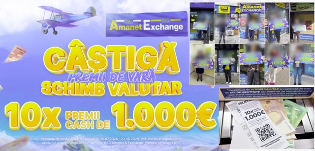 Schimbi valută luna asta? Nu rata a doua ediție a campaniei BSG: 10 premii de 1.000 de euro cash! 